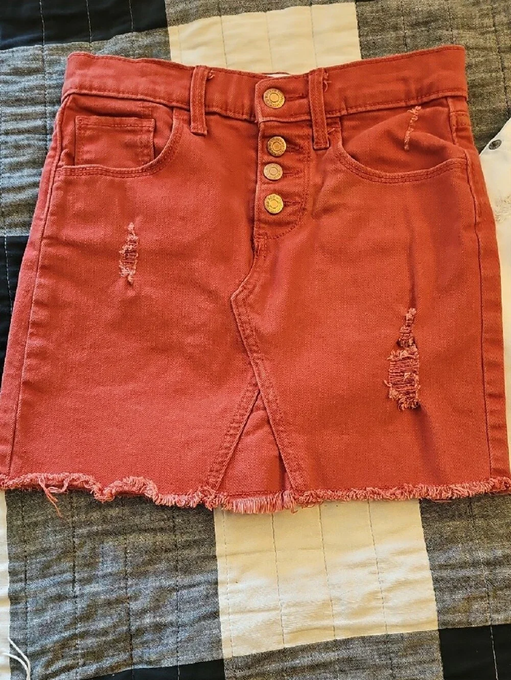 Justice Distressed Denim Skort Duo in White and Rust